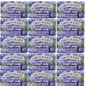 Smucker's Concord Grape Jelly 30 Count 0.5 oz Single-Serve Cups, Back to School, Lunchbox Snacks, Portion Control, Shelf-Stable, Breakfast, Travel-Ready Jelly