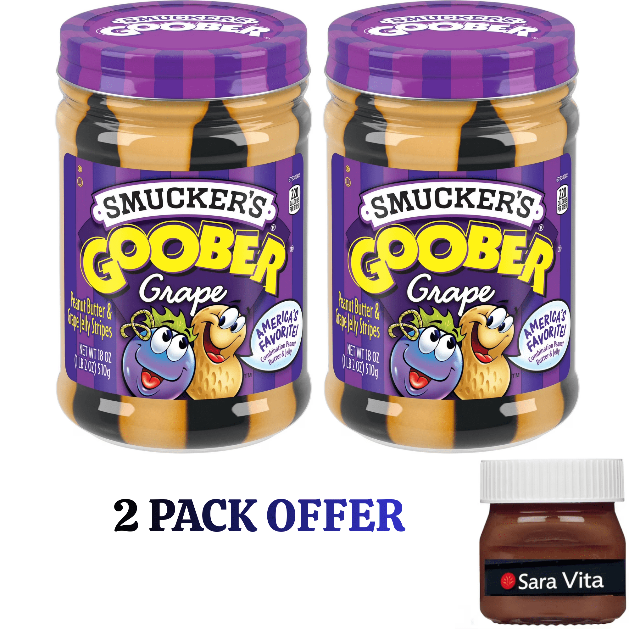Smucker’s Goober Grape, Peanut Butter & Grape Jelly Stripes, 18 oz Jar