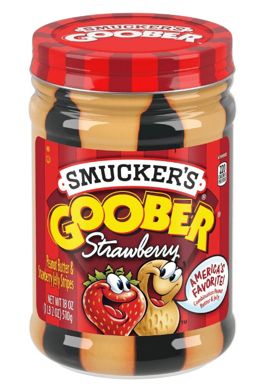 Smucker's Goober Peanut Butter and Strawberry Jelly Stripes, 18 Ounces (Pack of 4)