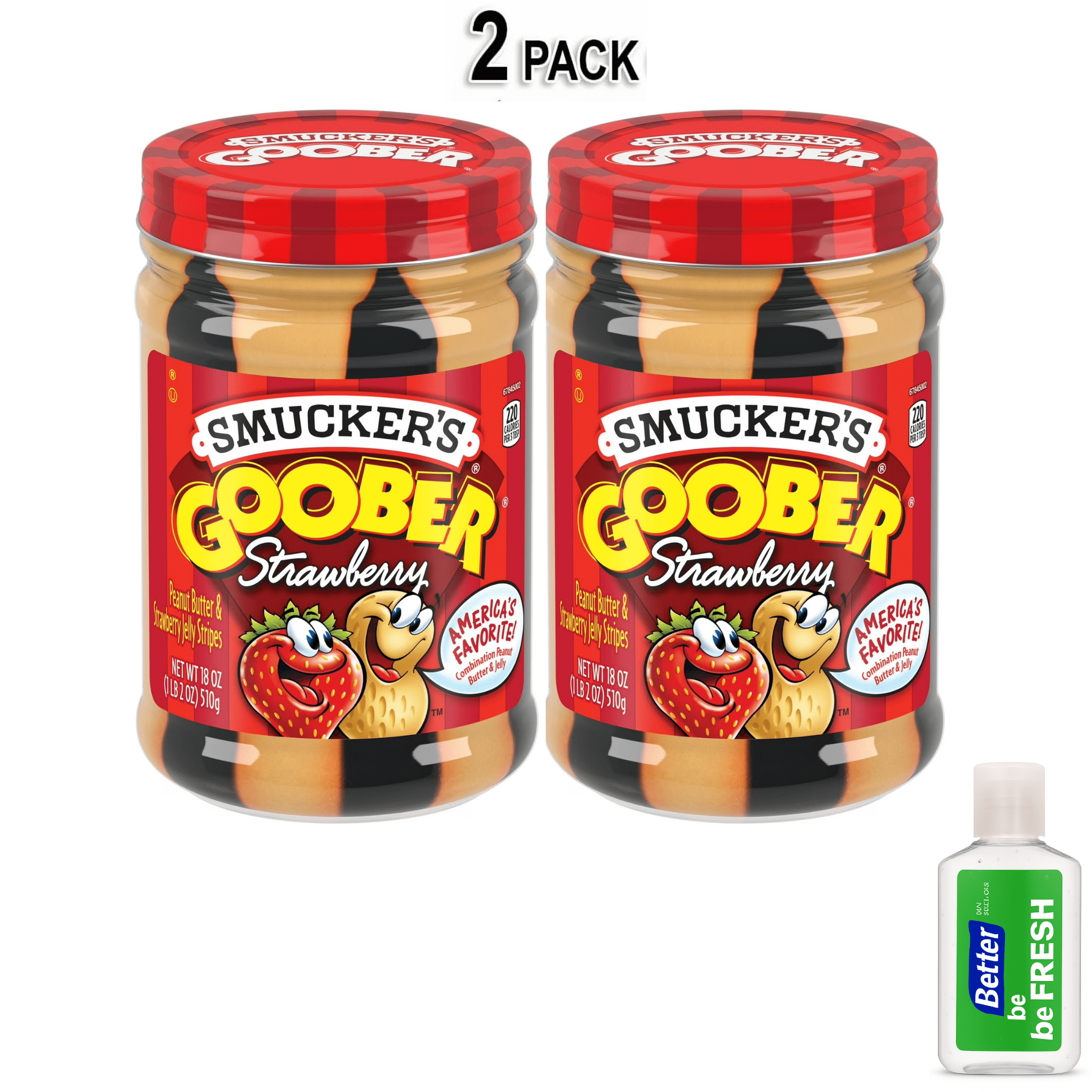 Smucker's Goober Peanut Butter and Strawberry Jelly Stripes, 18 oz Jar