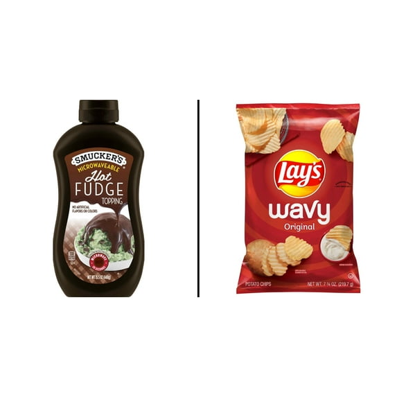 Smucker's Hot Fudge Topping 15.5 oz & Lay's Wavy Original Potato Chips 7.75 oz
