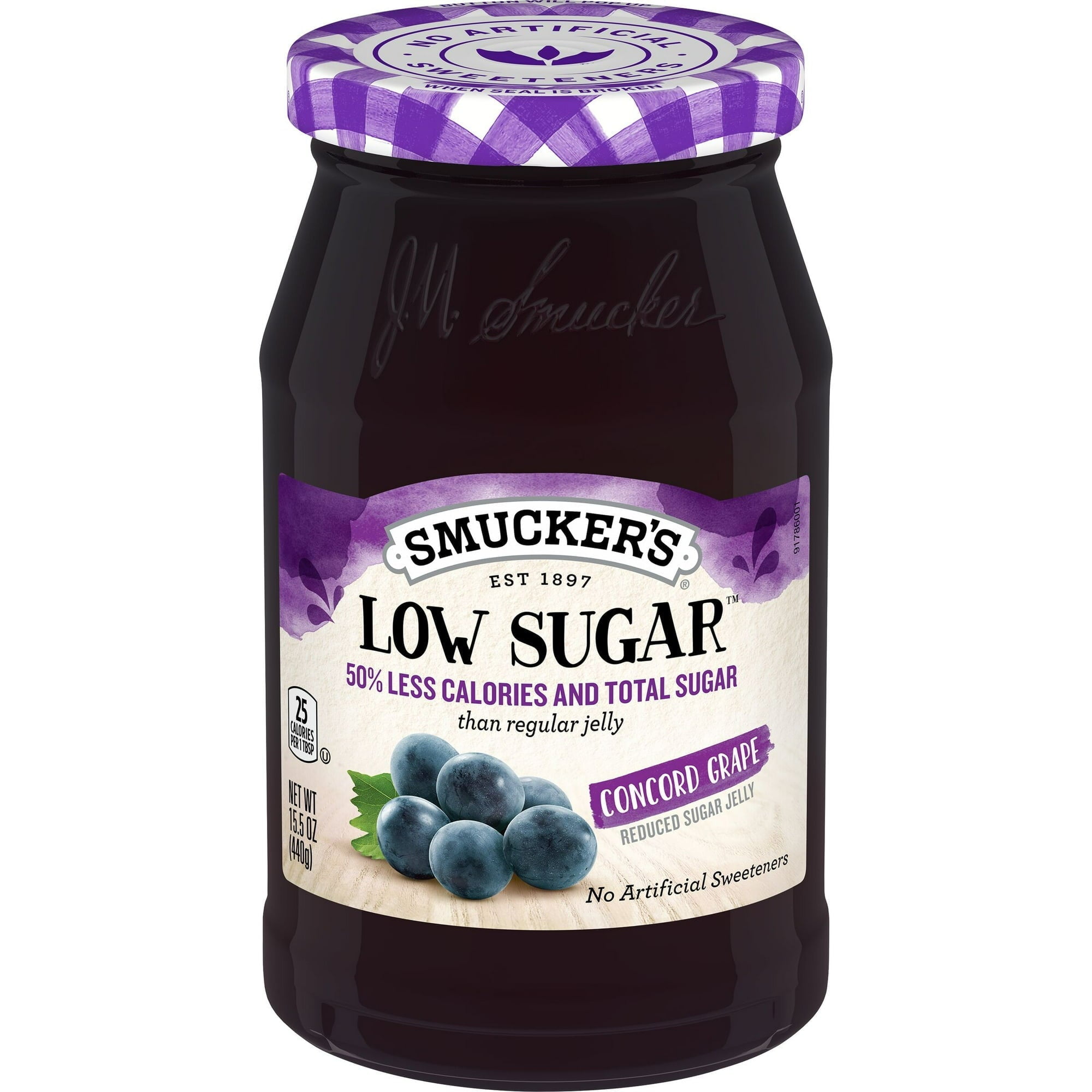 Smucker's Low Sugar Concord Grape Reduced Sugar Jelly, 15.5oz Jars (8 Pack)