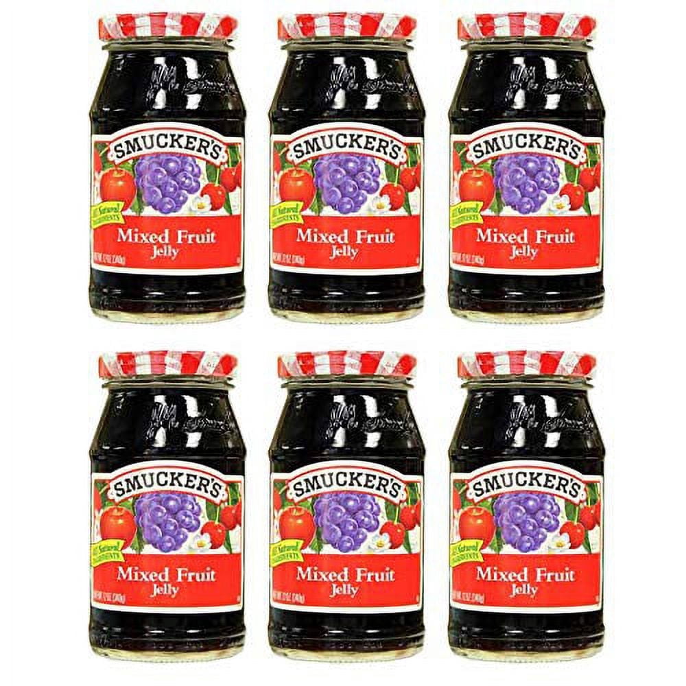 Smucker's Mixed Fruit Jelly Spread, Blend of , Grape, and Cherry Flavors, 12 Ounce (Pack of 6
