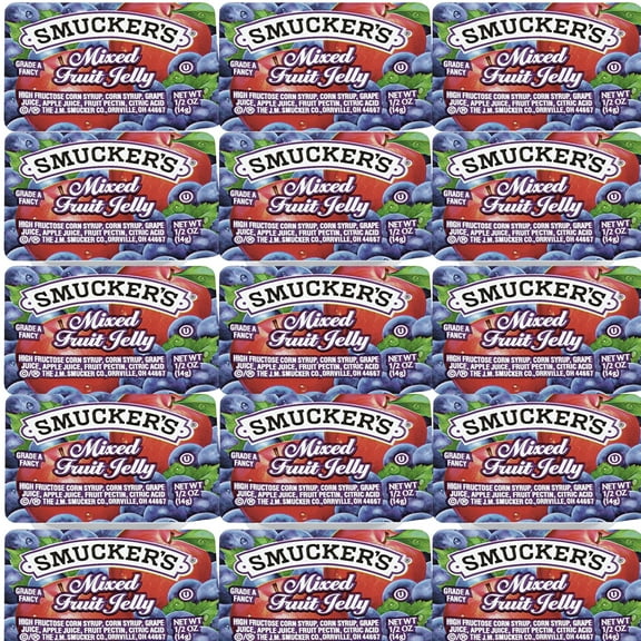 Smucker's Mixed Grape Jelly 30 Count – 0.5 oz Single-Serve Cups, Back to School, Lunchbox Snacks, Portion Control, Shelf-Stable, Breakfast, Travel-Ready Jelly