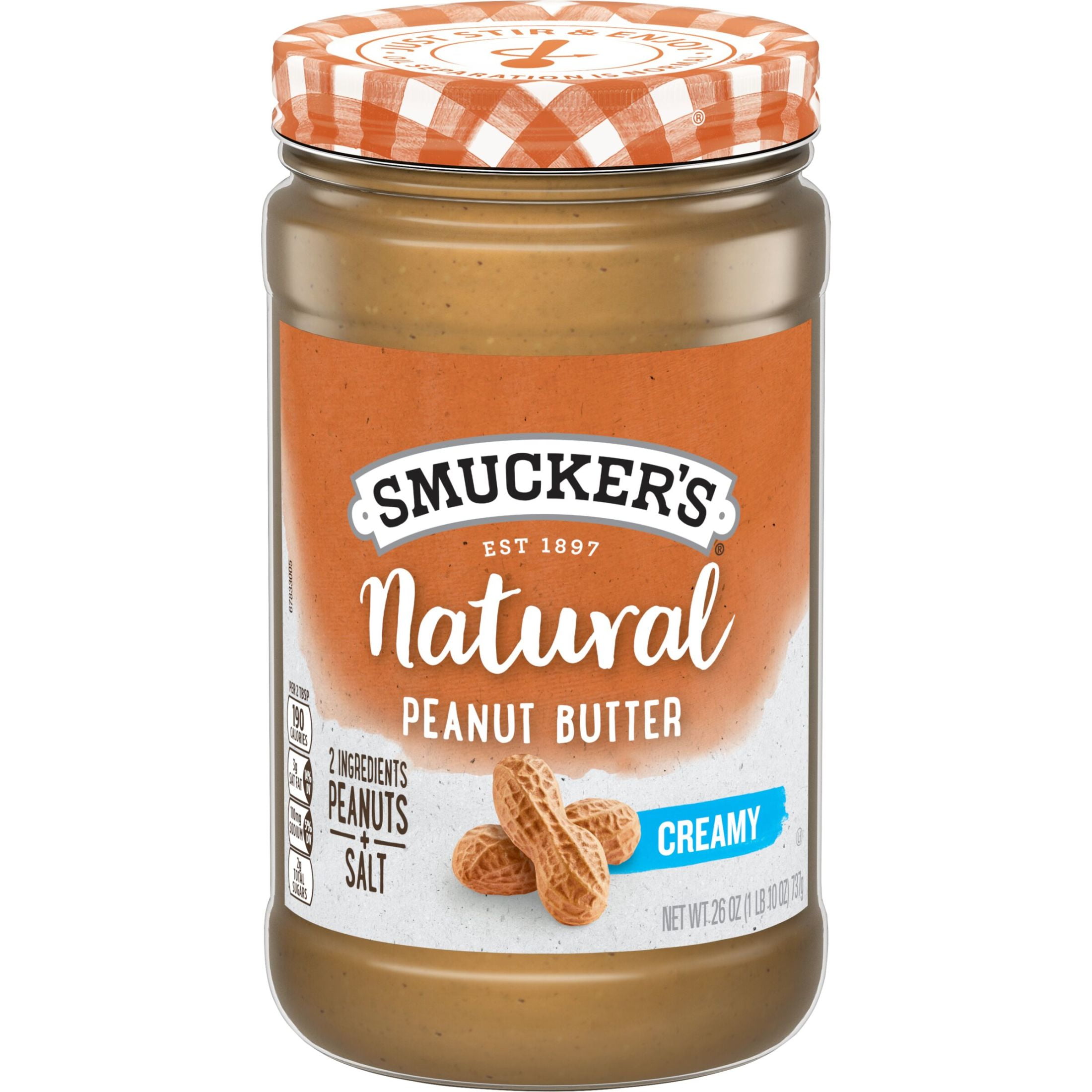 Smuckers Natural Creamy Peanut Butter, 26 Oz. Jar