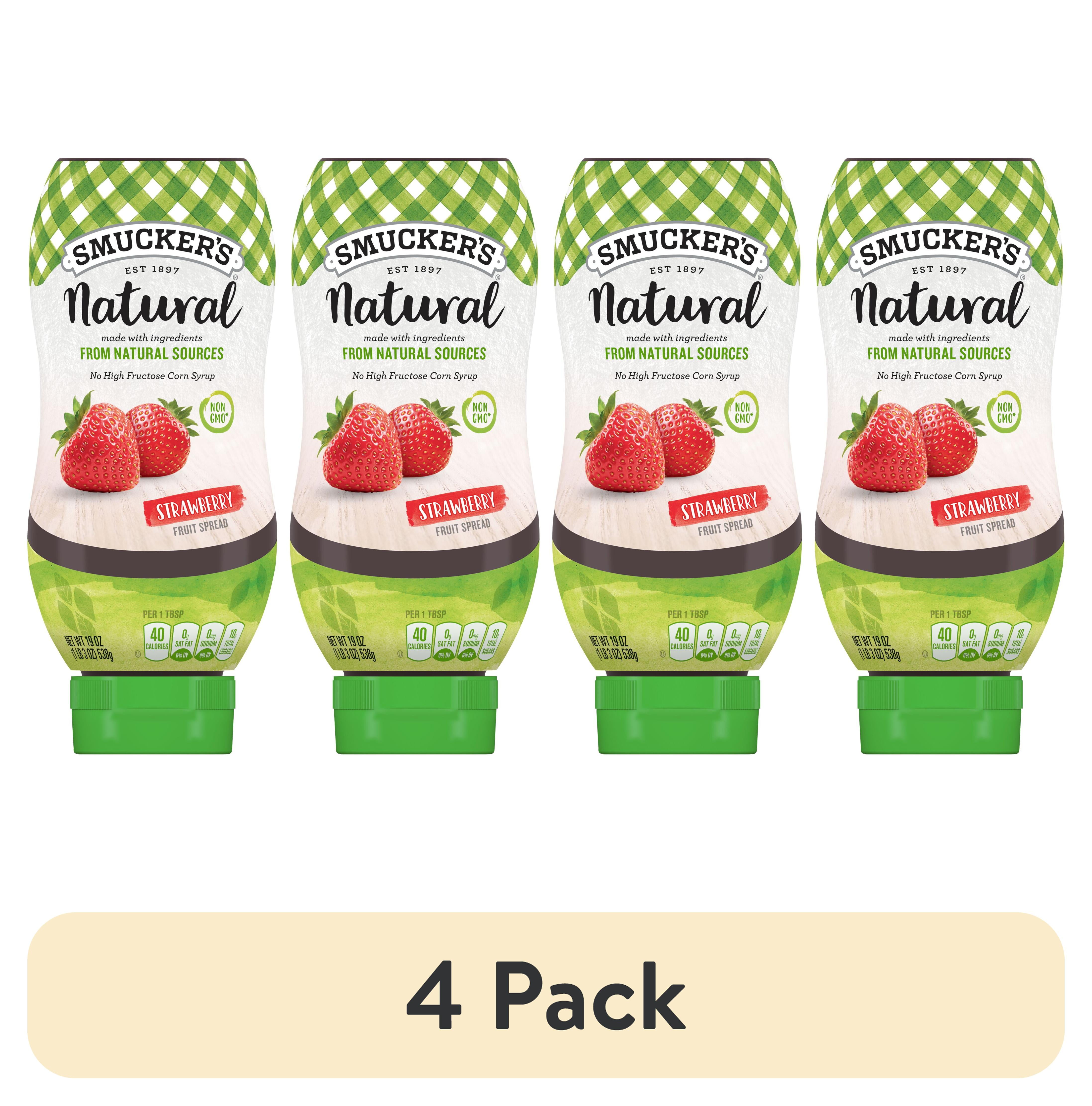 (4 pack) Smucker's Natural Strawberry Squeezable Fruit Spread, 19