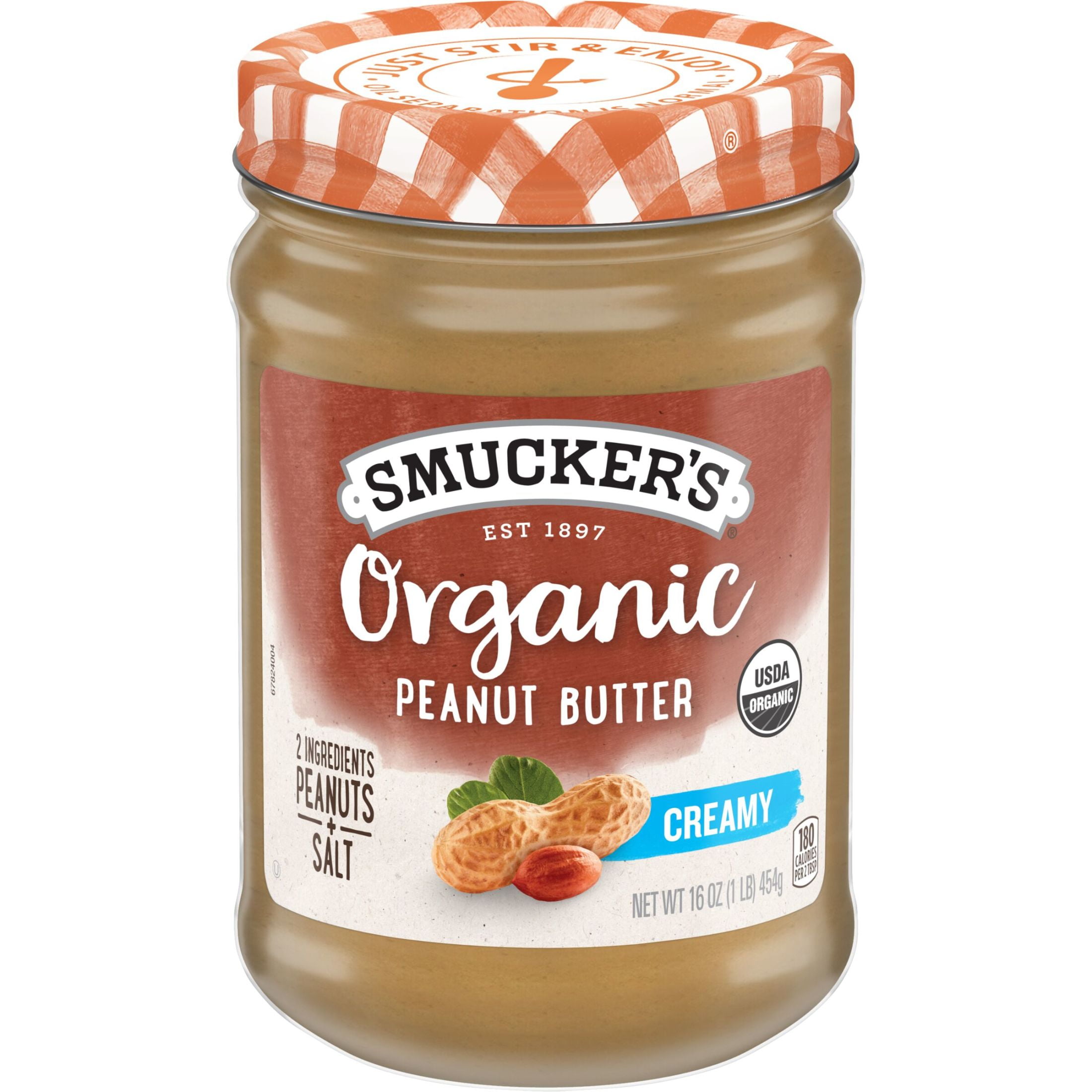 Smuckers Organic Creamy Peanut Butter, 16 Oz. Jar