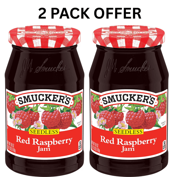 Smucker's Seedless Red Raspberry Jam, 18 oz ( 2 JARS )