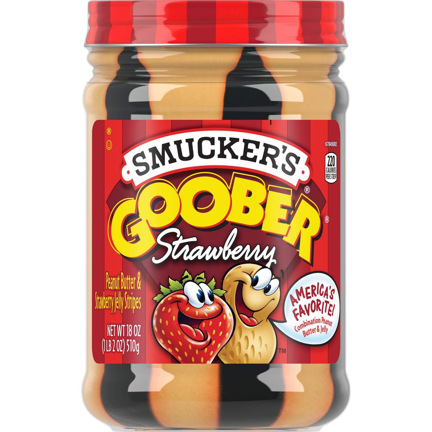 Smucker's Smucker's Goober Peanut Butter and Strawberry Jelly Stripes, 18 Ounces - 18 oz Packaging May Vary (Pack of 2)