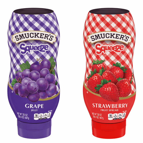 Smucker's Squeeze Grape Jelly & Squeeze Strawberry Fruit Spread, 20 oz
