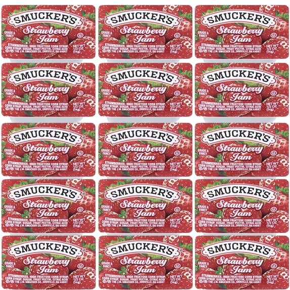Smucker's Strawberry Jelly, 30 Count, 1/2 oz Cups – Back to School, Lunchbox Snacks, Kids Favorite, Single-Serve, Portion Control, Breakfast, Shelf-Stable, No Refrigeration