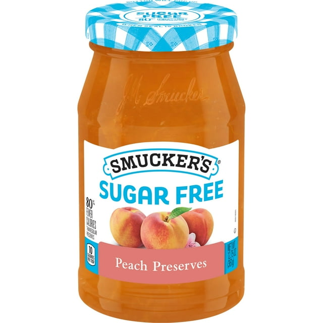 Smucker's SugarFree Peach Preserves, Splenda Sweetened, Diet Food, 12.