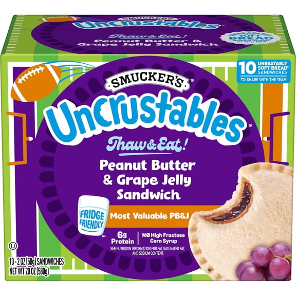 Smucker’s Uncrustables Peanut Butter & Grape Jelly Sandwiches, 10 Count (Frozen)