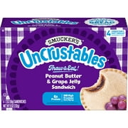 Smucker’s Uncrustables Peanut Butter & Grape Jelly Sandwiches, 4 Count, 2 Oz. Each, Frozen