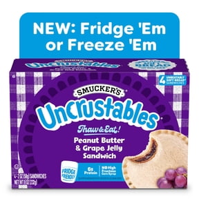 Smuckers Uncrustables Peanut Butter & Grape Jelly Sandwiches, 4 Count, 2 oz Each, Frozen