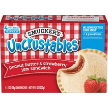 Smucker's Uncrustables Peanut Butter & Strawberry Jam Sandwich, 8 oz, 4 Count (Frozen)