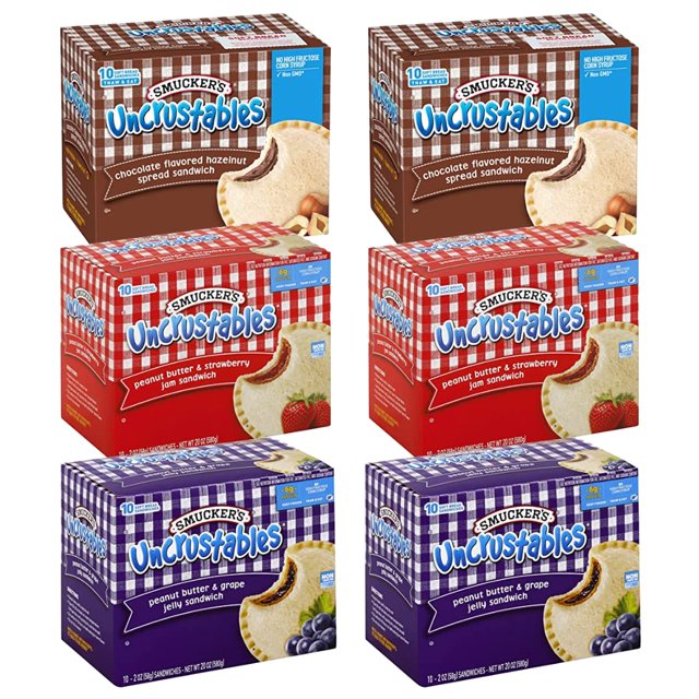 Smucker’s Uncrustables Variety Pack (2 Boxes of Each Flavor, Total 6