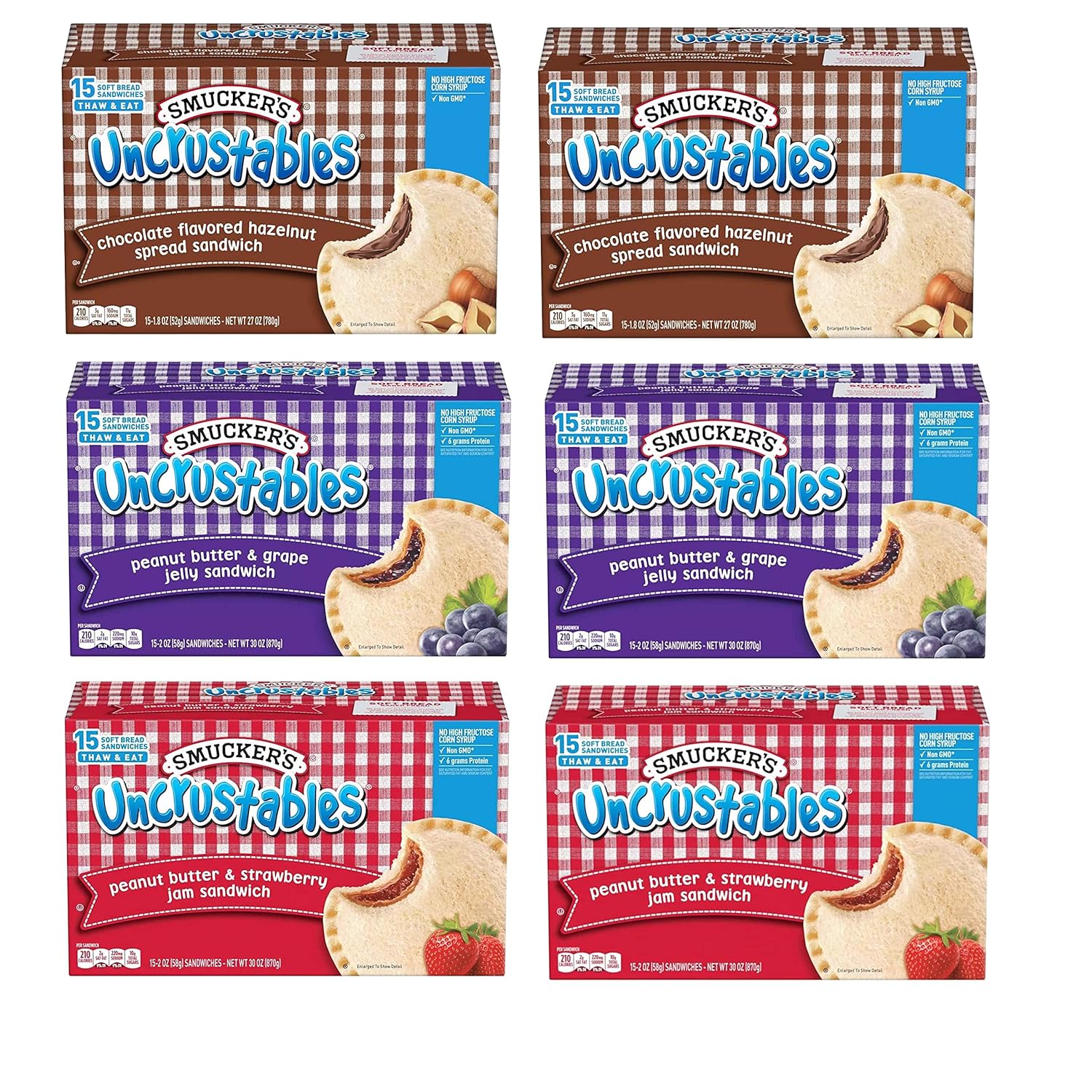 Smucker's Uncrustables Variety Pack Peanut Butter & Grape Jelly Sandwich Peanut Butter