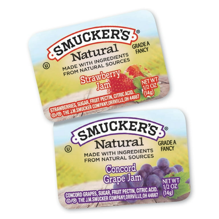 Smuckers 1/2 Ounce Natural Jam, 0.5 oz Container, Concord Grape, 200/Carton Smuckers 1/2 Ounce Natural Jam, 0.5 oz Container, Concord Grape, 200/Carton