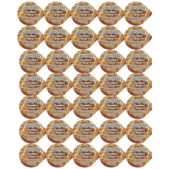 Smuckers Breakfast Syrup 50 Packets. Each small syrup is 40 gr. Idea for pancake & waffle. Comes in single serve breakfast to grab n go