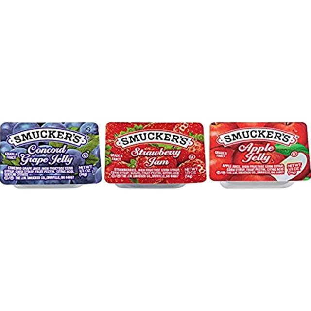 Smuckers Grape Jelly, Apple & Mixed Fruit, 0.5 Ounce (Pack Of 200