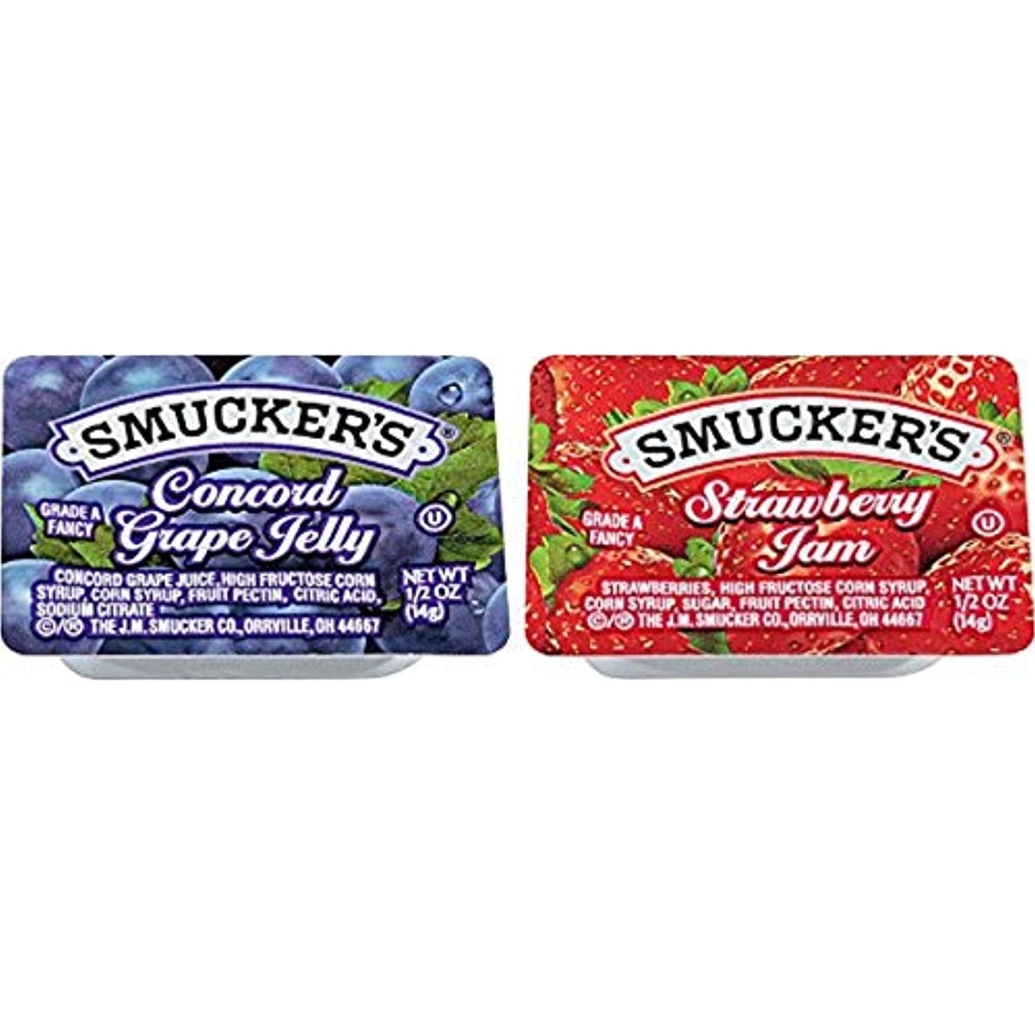 Smuckers Grape & Strawberry Jelly, 1/2 Oz, 200 Count