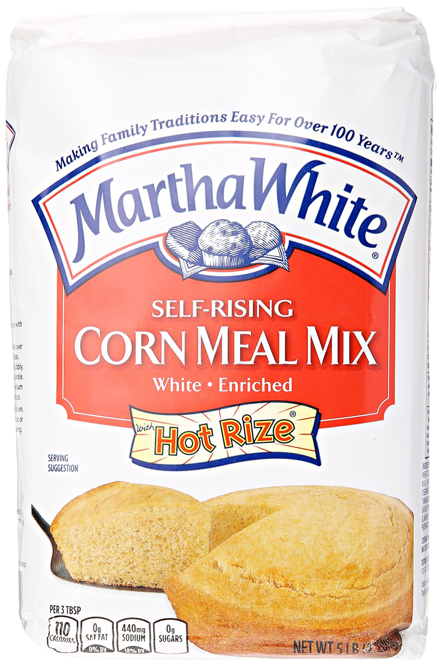 Smuckers Martha White Corn Meal Mix, Self-Rising, Enriched, White, 5 Lb ...