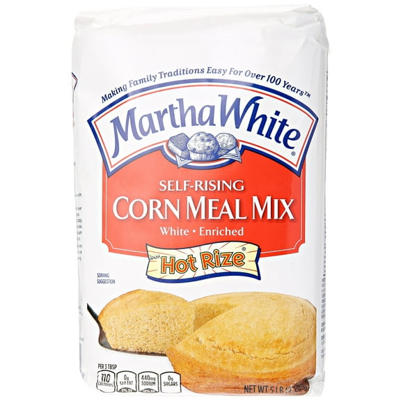 Smuckers Martha White Corn Meal Mix, Self-Rising, Enriched, White, 5 Lb