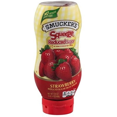 Smuckers Squeeze Reduced Sugar Strawberry Fruit Spread, 17.4-Ounce (Pack Of 3)