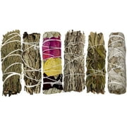 Smudge Kit with 6 Bundles - Smudging Kit Refill with Blue Sage Smudge Stick, Lavender Smudge Stick, Yerba Santa Smudge Stick, Cedar Smudge Stick, Flower Sage and White Sage Smudge Sticks for Cleansing