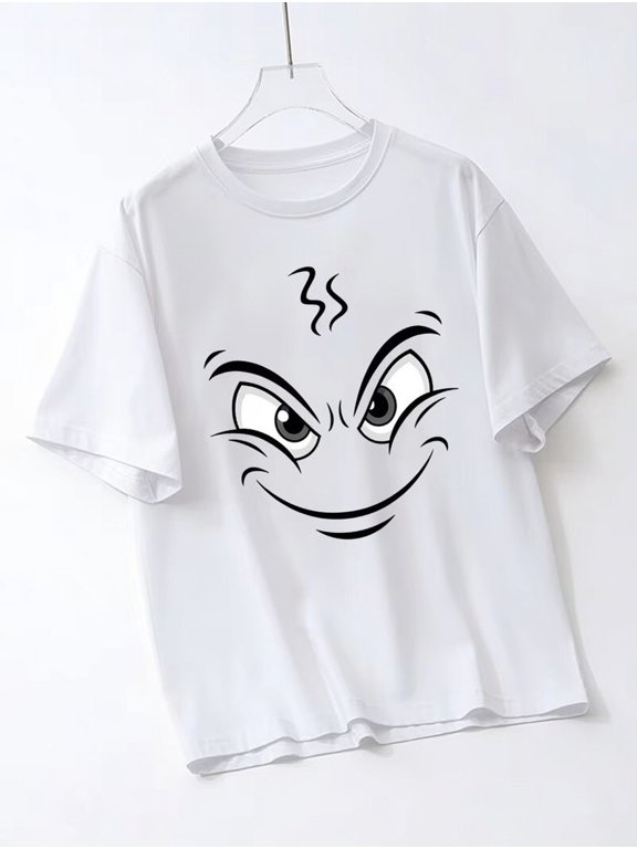 Smug Angry Cartoon Face Evil Grin Black White Roy Graphic Timeless Theme For Everyday Style T-Shirt, Size S-5XL