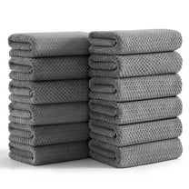 Smuge 12 Pack Hand Towels Set, 16 x 31 in Ultra Soft Microfiber Quick Dry Hand Shower Towels for Bathroom-Dark Gray