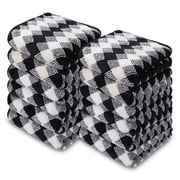 Smuge 12 Pack Washcloths, 13"x13" Quick Dry Hand Face Towels Cloth Soft Microfiber Drying Kitchen Dish Towels (Black)