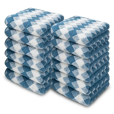 Smuge 12 Pack Washcloths, 13"x13" Quick Dry Kitchen Towels Soft Microfiber Face Cloth Drying Dish Towels (Blueberry)