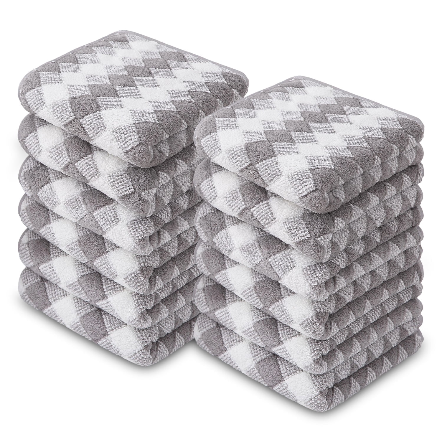 Smuge 12 Pack Washcloths, 13"x13" Quick Dry Kitchen Towels Soft