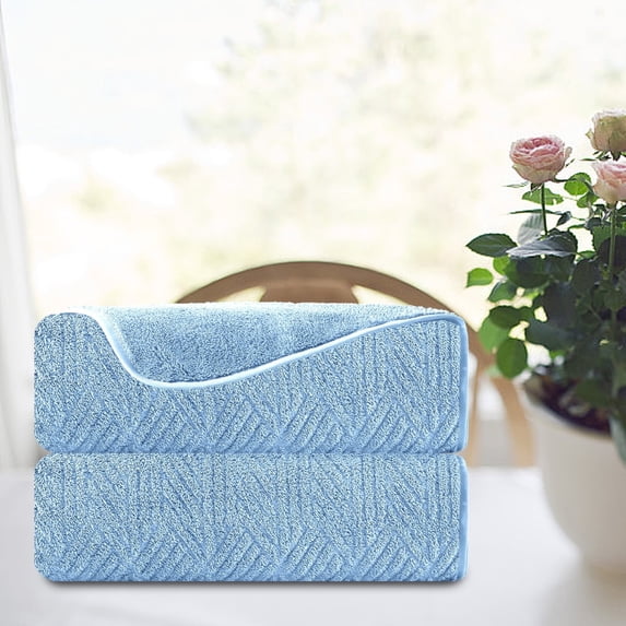 Smuge 2 Pack Hand Towels (16 x 31 in, Light Blue) 600 GSM Ultra Soft Microfiber Towel Set Thick Cozy Quick Dry Shower Bathroom Towels for Bathroom Kitchen Spa Hotel Gym