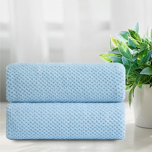 Smuge 2 Pack Large Bath Towel Set 35 x 70 Inches, Microfiber Ultra Soft Plush, Highly Absorbent Quick Dry Luxurious Oversized Bath Sheets Towels (Blue)