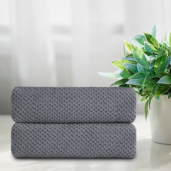 Smuge 2 Pack Large Bath Towel Set 35 x 70 Inches, Microfiber Ultra Soft Plush, Highly Absorbent Quick Dry Luxurious Oversized Bath Sheets Towels (Dark Gray）