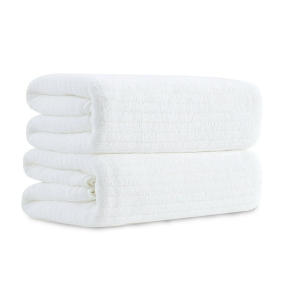 Smuge 2 Pack Large Bath Towel Set 35 x 70 Inches, Microfiber Ultra Soft Plush, Highly Absorbent Quick Dry Luxurious Oversized Bath Sheets Towels (White)