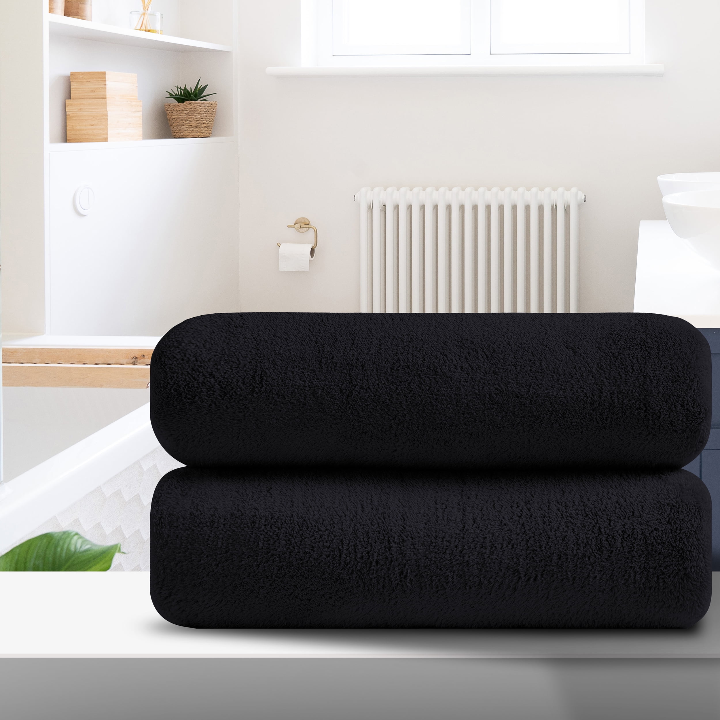 MAGGEA 4 Piece Bath Towel Set White Plush Bath Sheet 700 GSM Oversized Thick Bath Shower Towels 35x70-Extra Soft Cozy-Absorbent-Quick