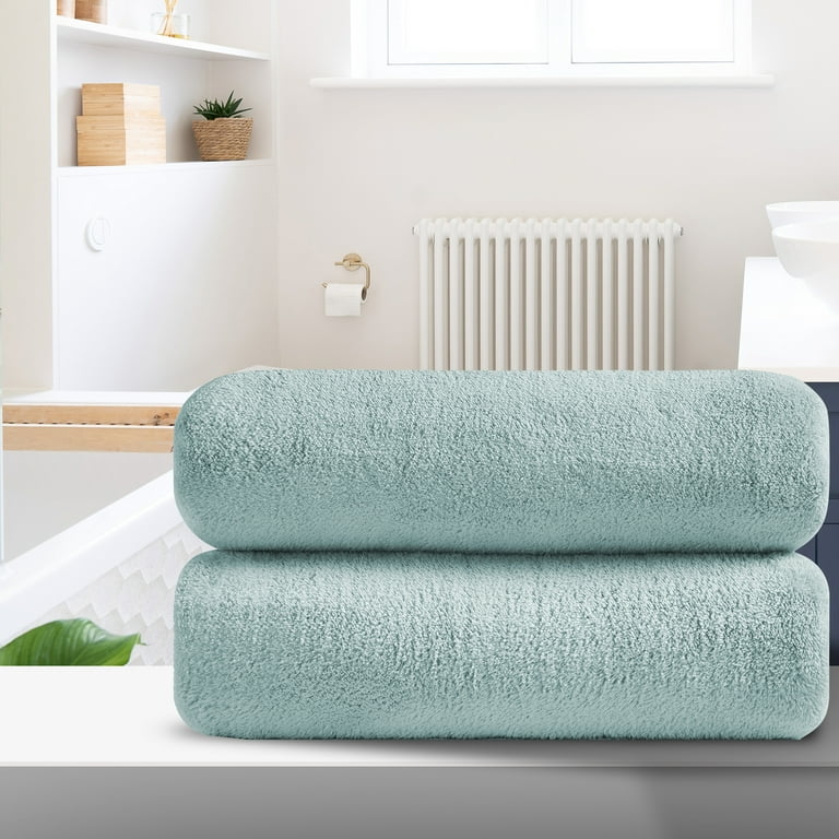 Smuge 2 Pack Oversized Bath Sheet Towels (35 x 70 in,Light Green