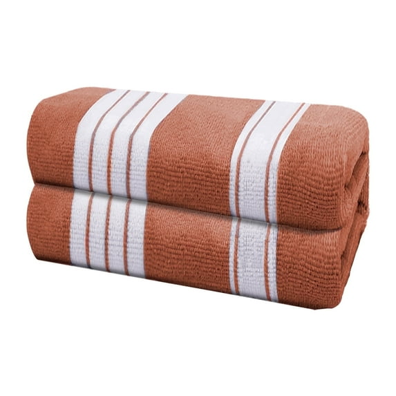 Smuge 2 Pack Oversized Cabana Stripe Beach Towels, 60x30 inches Microfiber Outdoor Large Swim Towel for Adults (Brown)