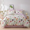 thumbnail image 1 of Smuge 3 Pcs Floral Bedding Comforter Set Purple Red Flower King Size Bed in a Bag Fitted Pillowcases for Adult, 1 of 8