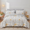 thumbnail image 1 of Smuge 3 Pcs Floral Bedding Comforter Set Yellow Flower King Size Bed in a Bag Fitted Pillowcases for Adult, 1 of 9