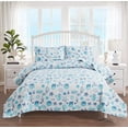 thumbnail image 1 of Smuge 3Pcs Coastal Quilt Set Twin Size, Lightweight Home Summer Bedspreads Blue Beach Conch Seashell Coverlet Set, Ocean Theme Microfiber Reversible Bedding Set with 2 Pillow Shams, 1 of 10