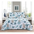 thumbnail image 1 of Smuge 3Pcs Queen/Full Size Sea shell Quilt Sets, Soft Lightweight Microfiber Bedding Bedspreads Reversible Coverlet, 1 Quilt & 2 Pillow Shams (Blue), 1 of 12