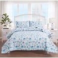 thumbnail image 1 of Smuge 3Pcs Quilt Set Queen/Full Size, Lightweight Home Summer Bedspreads Blue Beach Conch Seashell Coverlet Set, Ocean Theme Microfiber Reversible Bedding Set with 2 Pillow Shams, 1 of 10