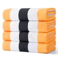 thumbnail image 1 of Smuge 4 Pack Cabana Stripe Beach Towels, 60x30 inches Microfiber Lightweight Outdoor Large Swim Towel for Adults (Orange Black), 1 of 9