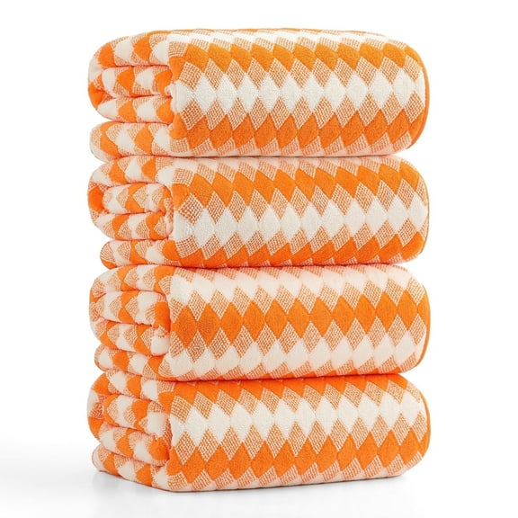 Smuge 4 Pack Bath Towels Extra Large 35"x 70"Highly Absorbent Quick Dry Bath Towels Oversized Microfiber Bath Sheets Soft Luxurious Towels for Bathroom Kitchen Spa Hotel Gym (Tangerine)