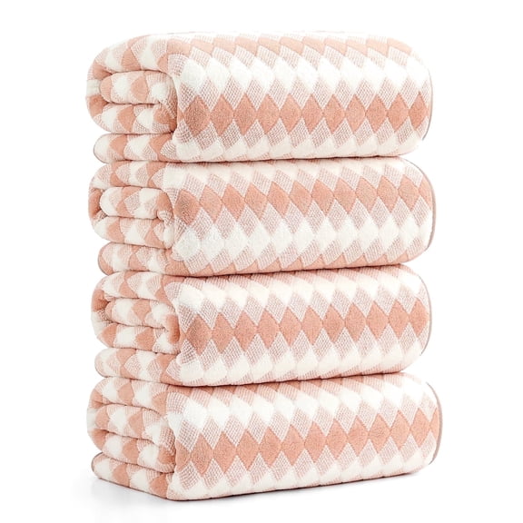 Smuge 4 Pack Bath Towels Extra Large 35"x 70"Highly Absorbent Quick Dry Bath Towels Oversized Microfiber Bath Sheets Soft Luxurious Towels for Bathroom Kitchen Spa Hotel Gym (Dark Orange)